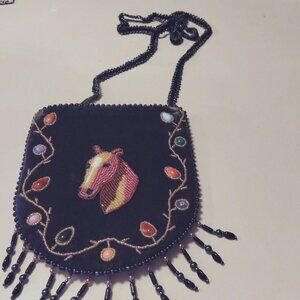 Velvet Beaded Horse Bag